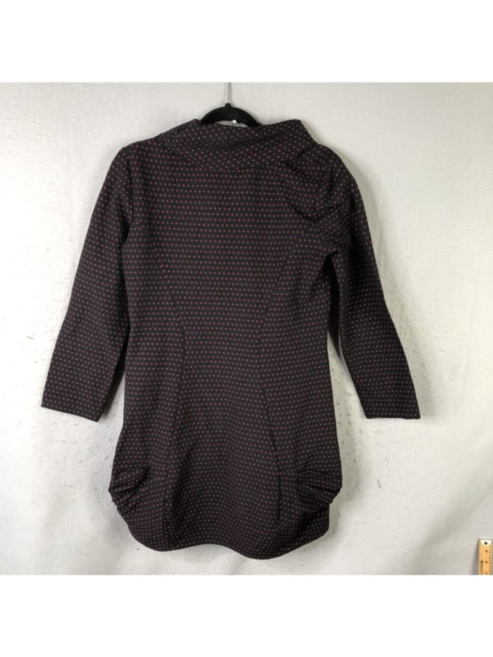 Niche Dress Womens XS Black Geometric Cowl Neck Sweater Shift Pockets 3/4 Sleeve - Picture 2 of 13